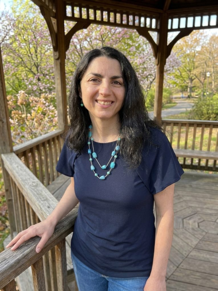 Nikki Evanson in a gazebo in spring