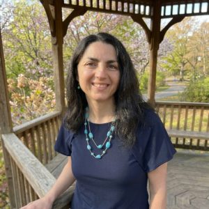 Nikki Evanson in a gazebo in spring