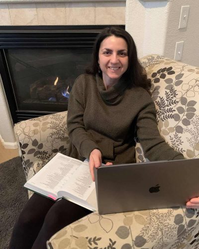 Nikki Writing a Blog Post